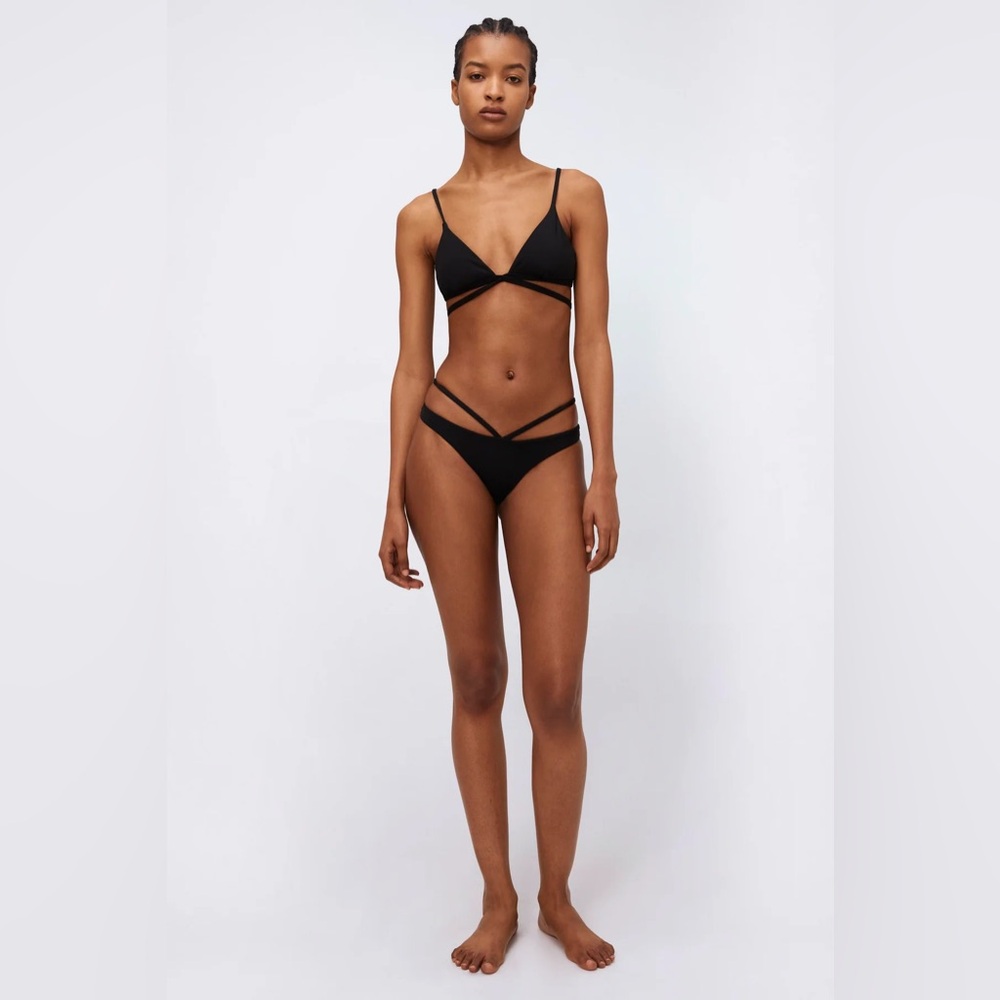 Jonathan Simkhai Sexy Black Strappy Triangle Bikini Size L/8